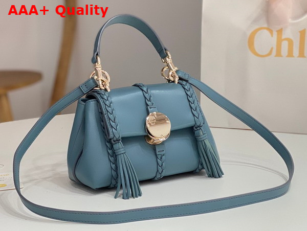 Chloe Penelope Mini Soft Shoulder Bag in Storm Blue Nappa Lambskin with Leather Braids Replica