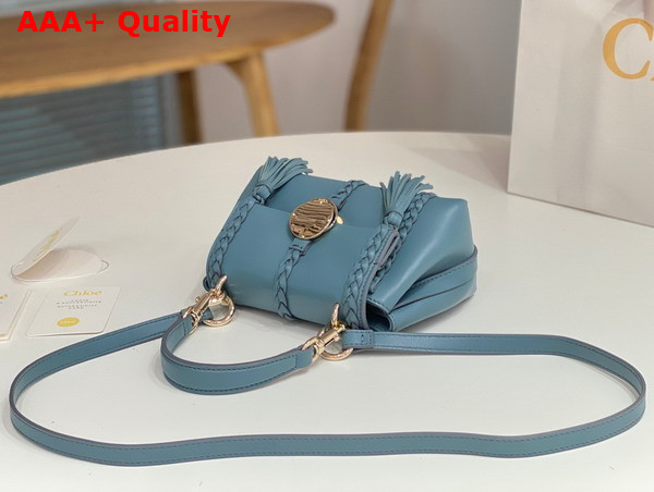 Chloe Penelope Mini Soft Shoulder Bag in Storm Blue Nappa Lambskin with Leather Braids Replica