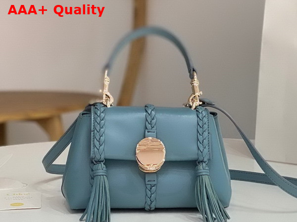 Chloe Penelope Mini Soft Shoulder Bag in Storm Blue Nappa Lambskin with Leather Braids Replica