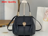 Chloe Penelope Small Soft Shoulder Bag in Black Grained Calfskin with Leather Braids Replica