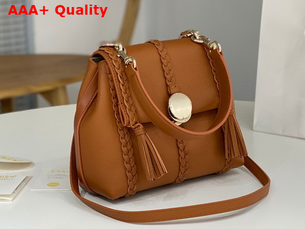 Chloe Penelope Small Soft Shoulder Bag in Caramel Grained Calfskin with Leather Braids Replica