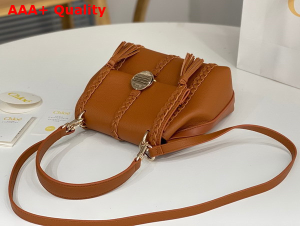 Chloe Penelope Small Soft Shoulder Bag in Caramel Grained Calfskin with Leather Braids Replica