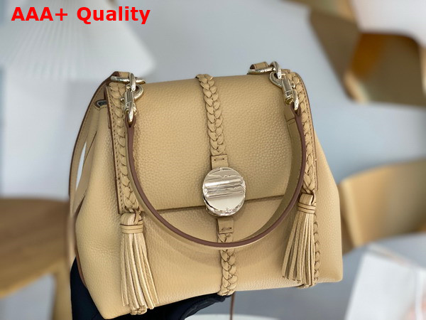 Chloe Penelope Small Soft Shoulder Bag in Milky Brown Grained Calfskin with Leather Braids Replica