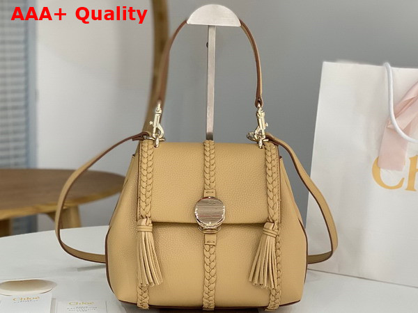 Chloe Penelope Small Soft Shoulder Bag in Milky Brown Grained Calfskin with Leather Braids Replica