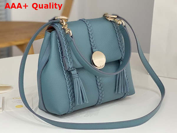 Chloe Penelope Small Soft Shoulder Bag in Storm Blue Grained Calfskin with Leather Braids Replica