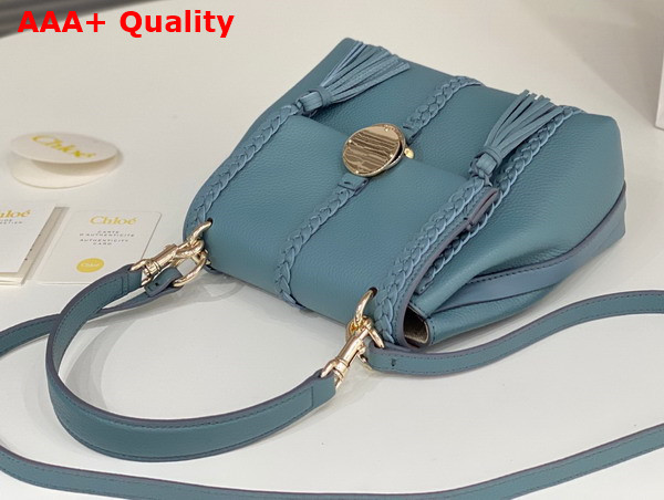 Chloe Penelope Small Soft Shoulder Bag in Storm Blue Grained Calfskin with Leather Braids Replica