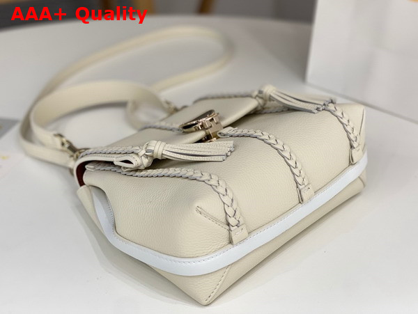 Chloe Penelope Small Soft Shoulder Bag in White Grained Calfskin with Leather Braids Replica