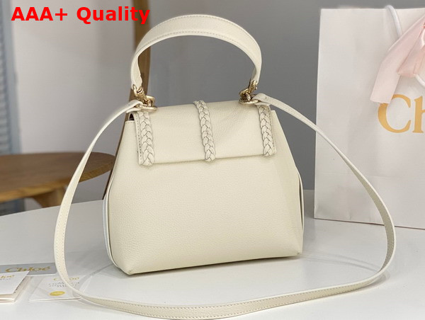 Chloe Penelope Small Soft Shoulder Bag in White Grained Calfskin with Leather Braids Replica