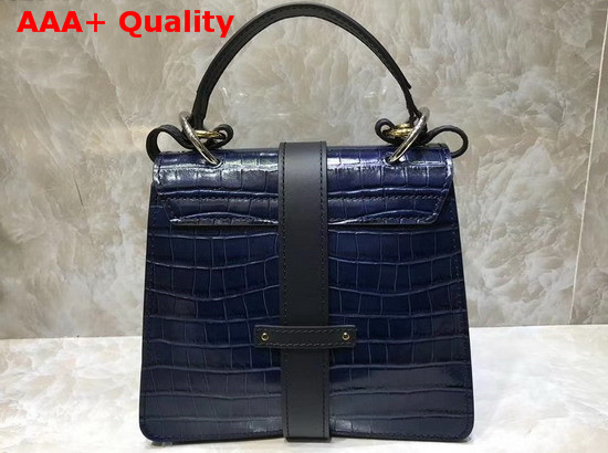 Chloe Small Aby Day Bag Croc Embossed Calfskin Full Blue Replica