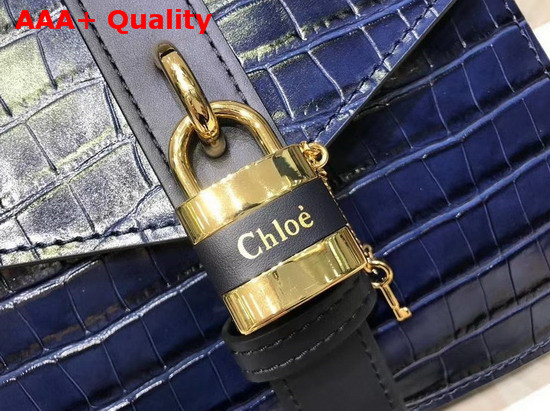 Chloe Small Aby Day Bag Croc Embossed Calfskin Full Blue Replica