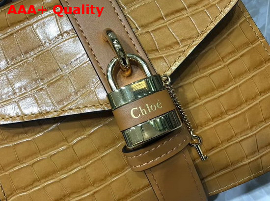 Chloe Small Aby Day Bag Croc Embossed Calfskin Light Brown Replica