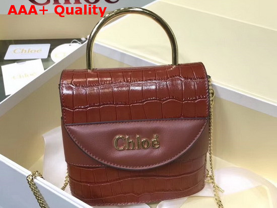 Chloe Small Aby Lock Bag Chestnut Brown Croc Embossed Calfskin Replica