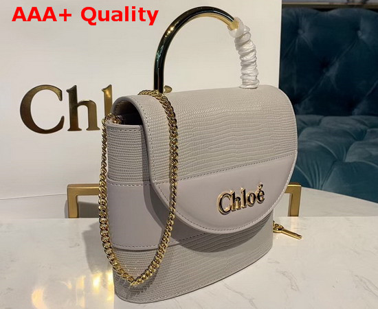 Chloe Small Aby Lock Bag Light Cloud Lizard Embossed Calfskin and Smooth Calfskin Replica