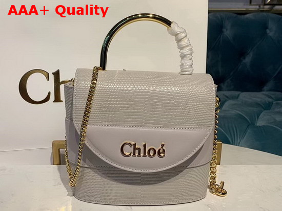 Chloe Small Aby Lock Bag Light Cloud Lizard Embossed Calfskin and Smooth Calfskin Replica