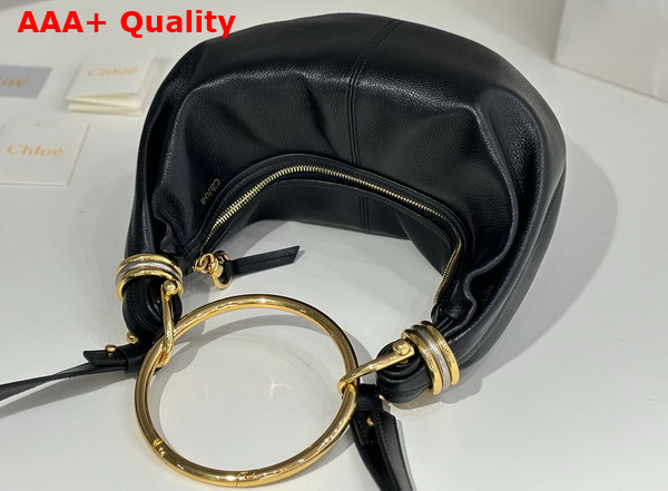 Chloe Small Bracelet Hobo Bag in Black Grained Leather Replica