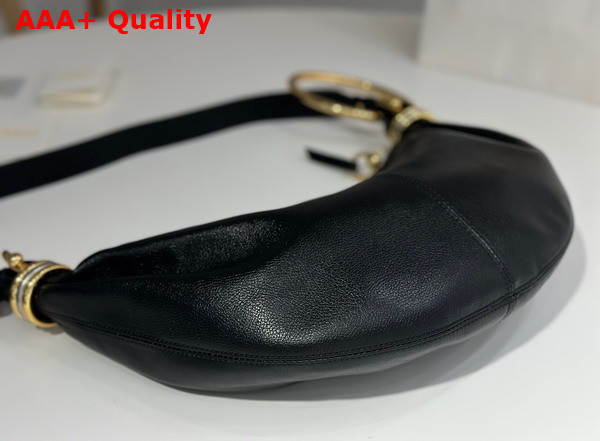 Chloe Small Bracelet Hobo Bag in Black Grained Leather Replica