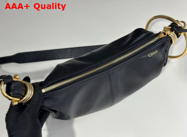 Chloe Small Bracelet Hobo Bag in Black Grained Leather Replica