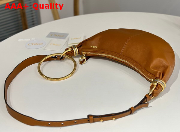 Chloe Small Bracelet Hobo Bag in Clay Brown Grained Leather Replica