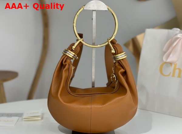 Chloe Small Bracelet Hobo Bag in Clay Brown Grained Leather Replica