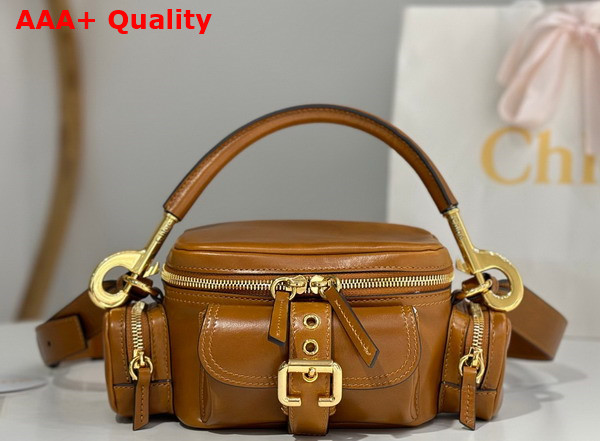 Chloe Small Camera Bag in Clay Brown Shiny Leather Replica