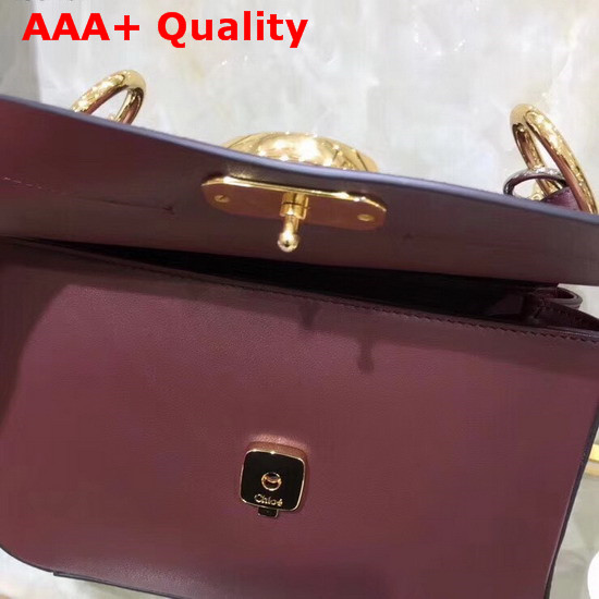 Chloe Small Chloe C Double Carry Bag Burgundy Shiny and Suede Calfskin Replica