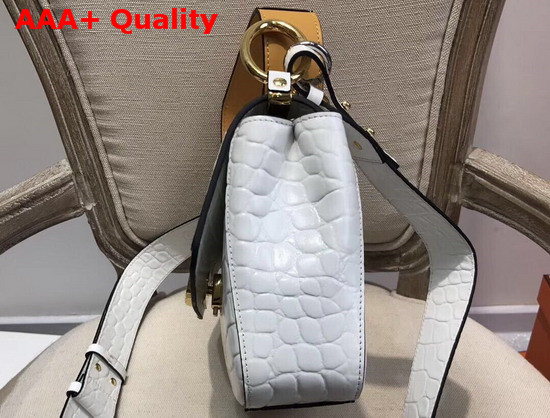 Chloe Small Chloe C Double Carry Bag Croc Embossed Calfskin White Replica