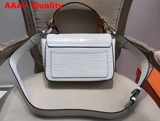 Chloe Small Chloe C Double Carry Bag Croc Embossed Calfskin White Replica