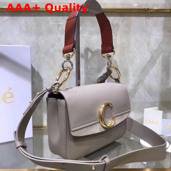 Chloe Small Chloe C Double Carry Bag Motty Grey Shiny and Suede Calfskin Replica