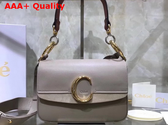 Chloe Small Chloe C Double Carry Bag Motty Grey Shiny and Suede Calfskin Replica