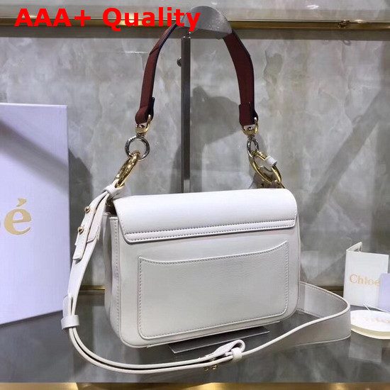 Chloe Small Chloe C Double Carry Bag White Shiny and Suede Calfskin Replica