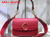 Chloe Small Chloe C Double Carry Bag in Red Shiny and Suede Calfskin Replica