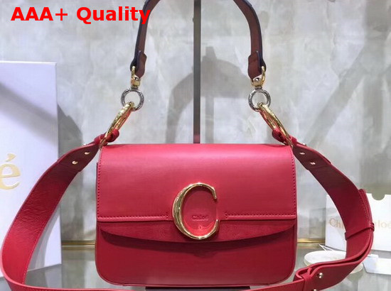 Chloe Small Chloe C Double Carry Bag in Red Shiny and Suede Calfskin Replica