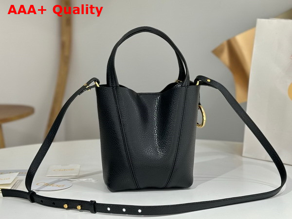 Chloe Small Chloe Spin Tote Bag in Black Grained Leather Replica