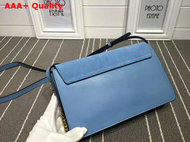 Chloe Small Faye Bag in Blue Smooth Calfskin and Suede Calfskin Replica