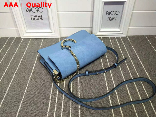 Chloe Small Faye Bag in Blue Smooth Calfskin and Suede Calfskin Replica