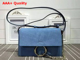 Chloe Small Faye Bag in Blue Smooth Calfskin and Suede Calfskin Replica