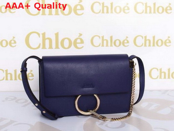 Chloe Small Faye Bag in Blue Grained Calfskin and Nappa Nambskin Replica