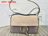 Chloe Small Faye Bag in Light Grey Suede and Smooth Calfskin Replica