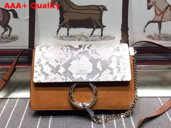 Chloe Small Faye Bag in Pattern Python Suede Calfskin Brown Replica