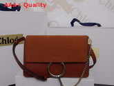 Chloe Small Faye Bag in Brown Smooth Calfskin and Suede Calfskin Replica