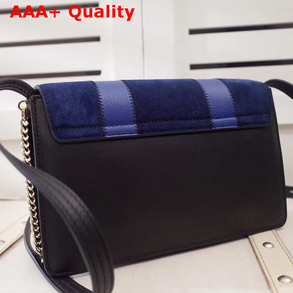 Chloe Small Faye Shoulder Bag in Navy Blue and Light Blue Grain Lambskin Smooth and Suede Calfskin Replica