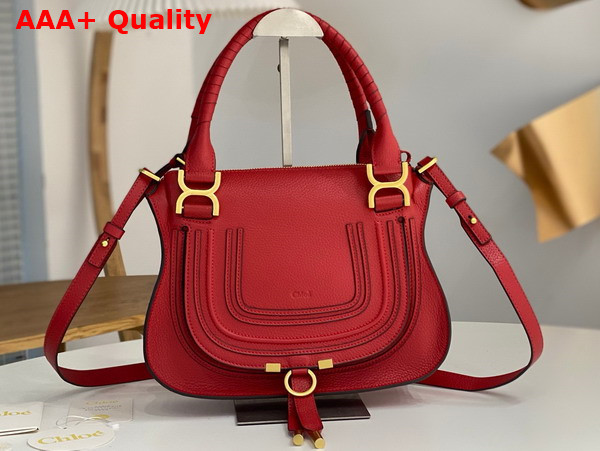 Chloe Small Marcie Bag in Red Grained Leather Replica