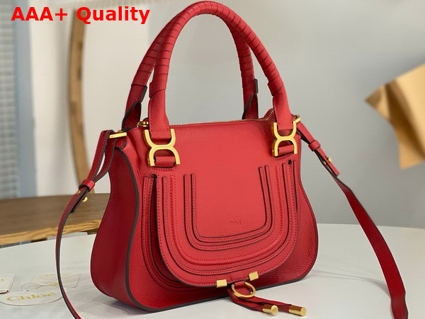 Chloe Small Marcie Bag in Red Grained Leather Replica