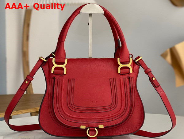 Chloe Small Marcie Bag in Red Grained Leather Replica