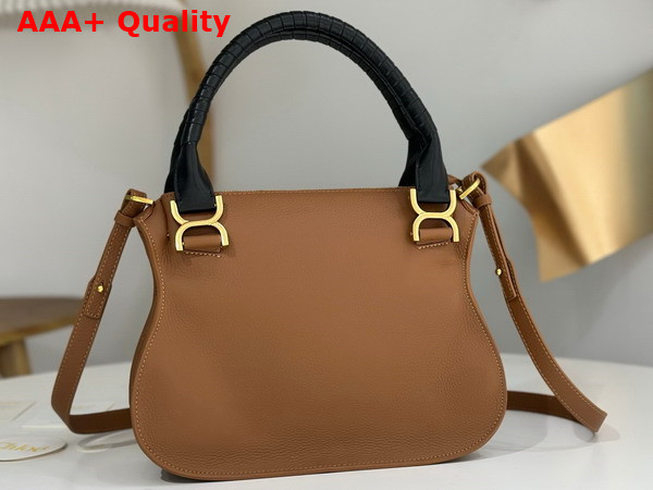 Chloe Small Marcie Bag in Tan Grained Leather with Black Handle Replica