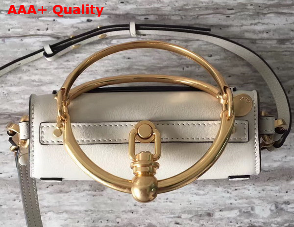 Chloe Small Nile Bracelet Bag in White Smooth and Suede Calfskin Replica