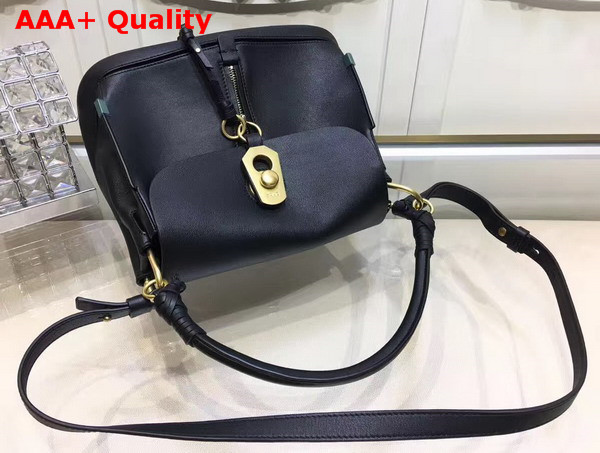 Chloe Small Owen Bag with Flap in Black Smooth and Suede Calfskin Replica