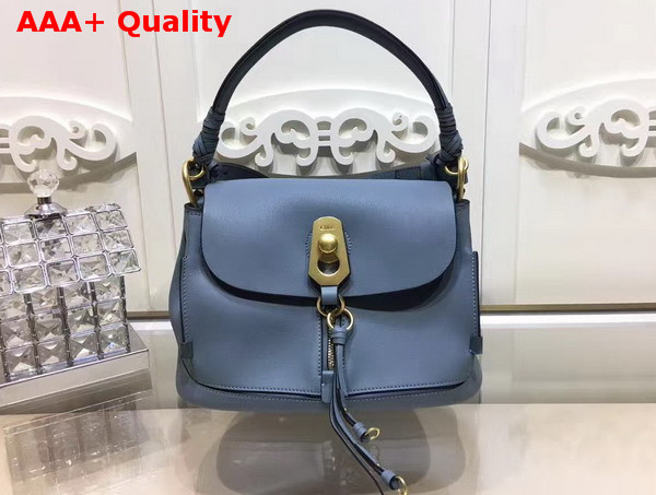 Chloe Small Owen Bag with Flap in Cloudy Blue Smooth and Suede Calfskin Replica