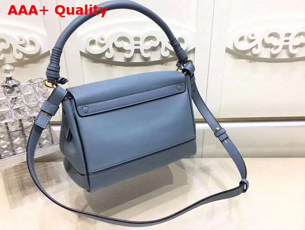 Chloe Small Owen Bag with Flap in Cloudy Blue Smooth and Suede Calfskin Replica