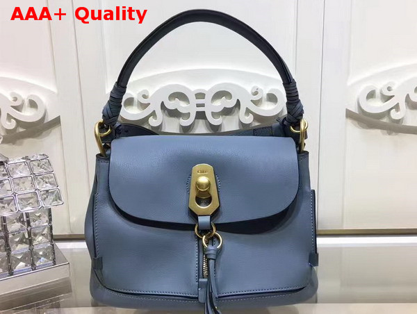 Chloe Small Owen Bag with Flap in Cloudy Blue Smooth and Suede Calfskin Replica